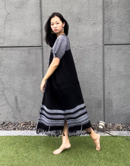 Karen Dress with Pattern on the Shoulder and Stripes | NAYADA ณยฎา เสื้อผ้าทอมือ