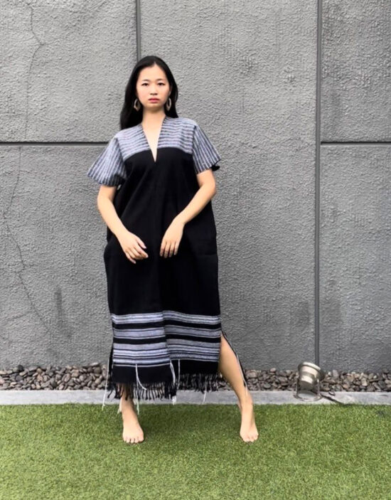 Karen Dress with Pattern on the Shoulder and Stripes | NAYADA ณยฎา เสื้อผ้าทอมือ